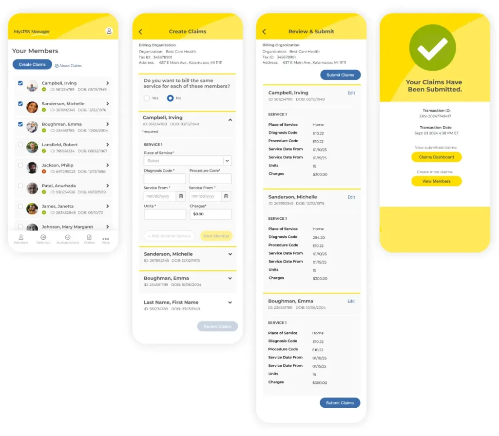 Simplified claims flow for My LTSS Manager