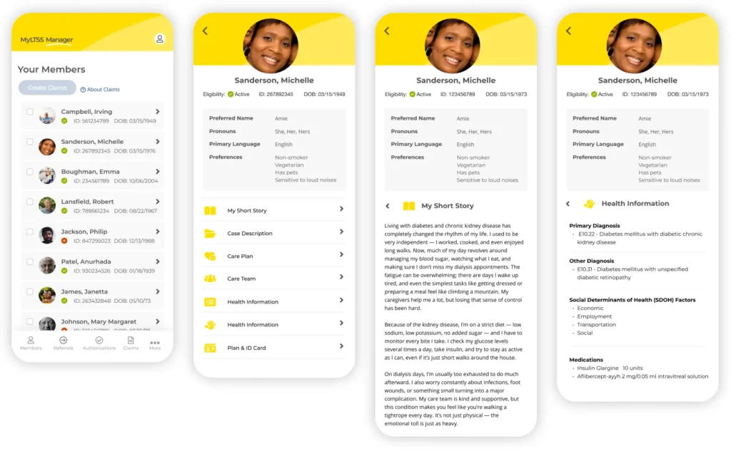 Member profile for My LTSS Manager