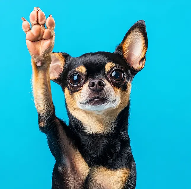 Chihuahua giving a high five